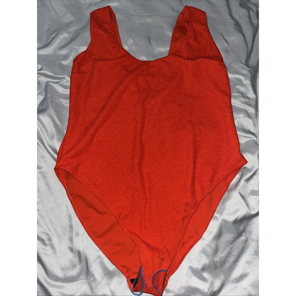 ASOS DESIGN Amy crinkle swimsuit Bathing Suit tomato red Size 2XL